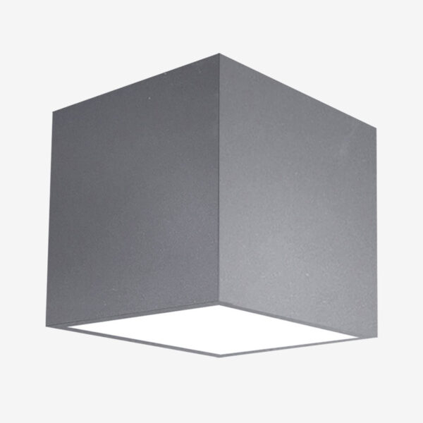 A square light fixture with a white background.