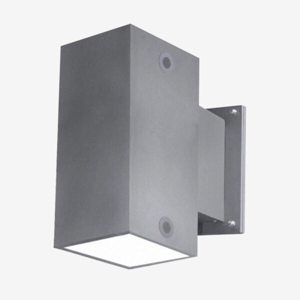 A square light mounted to the side of a wall.