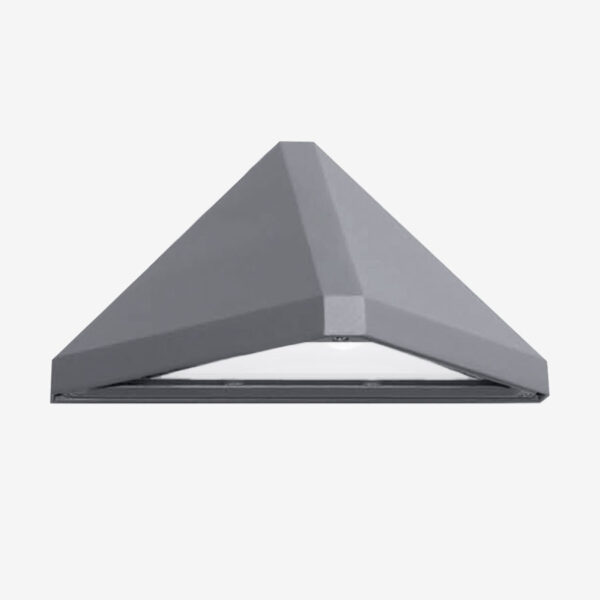 A gray triangle shaped object with no background.