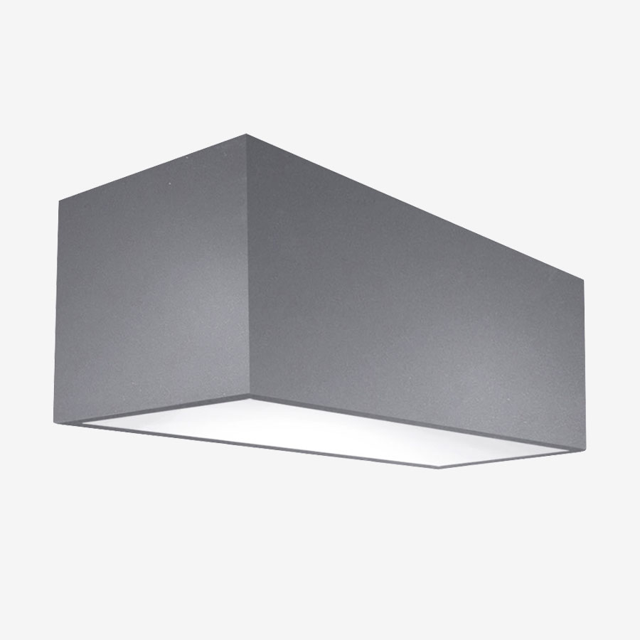 A rectangular light fixture with a white background.