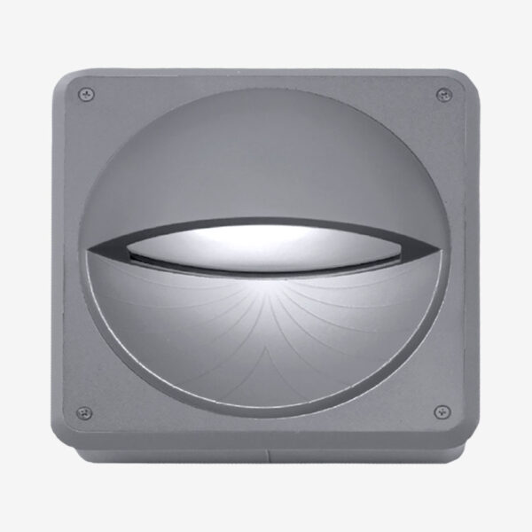 A square button with an image of a light