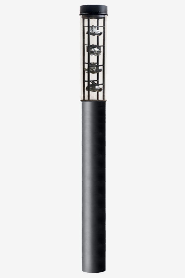A black pole with a white background