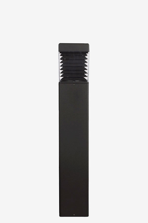 A black square pillar with a white background
