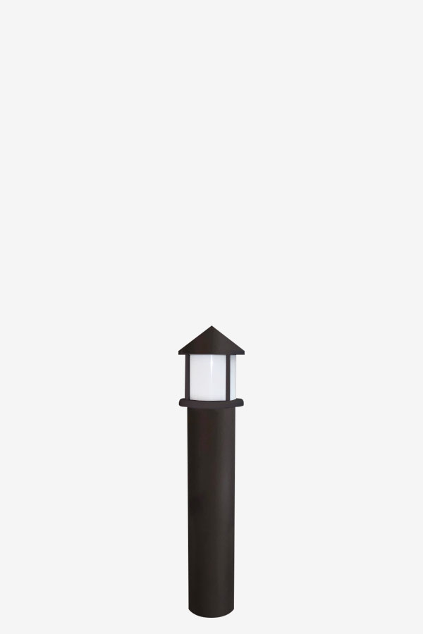A black pole with a light on top of it.