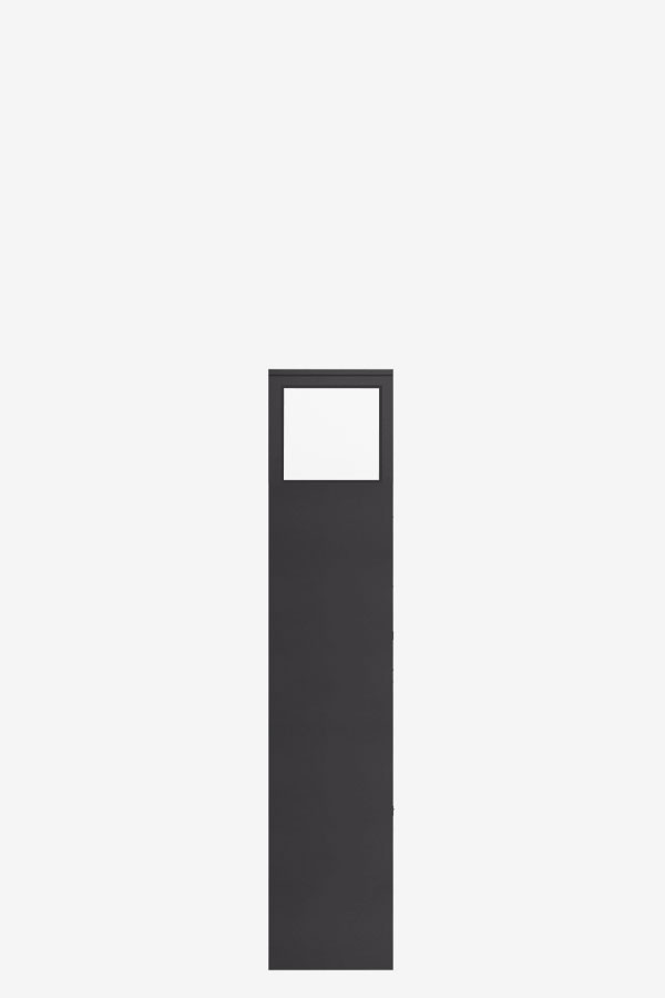 A black square pillar with white background