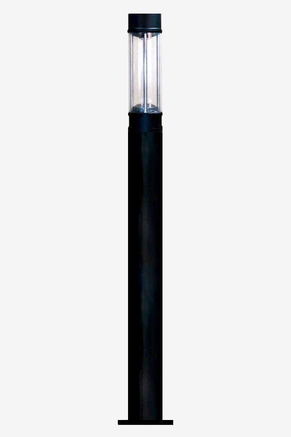 A black pole with a white top and a light