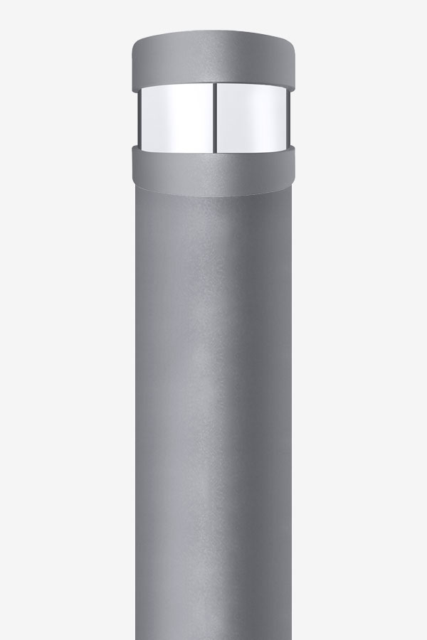 A silver tube with two white tubes on top of it.